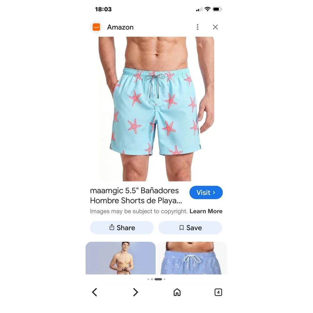NWT Maamgic Mens Starfish Swim Trunks Size L Blue Coastal Beachwear